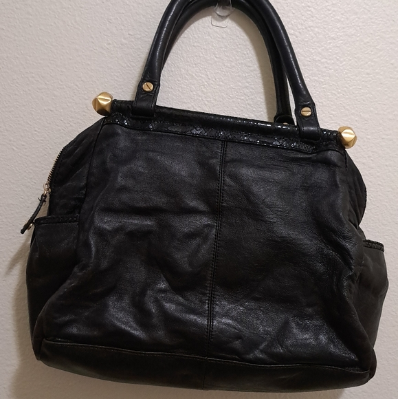 Betsey Johnson • Black Leather Ruffle Zip Y2k Handbag Satchel Shoulder Bag 00s - Picture 10 of 15